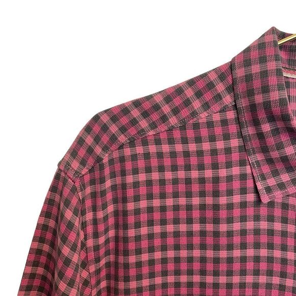 Tommy Bahama Silk Button Down Pink Grey Checked Shirt Size XL - Picture 4 of 9